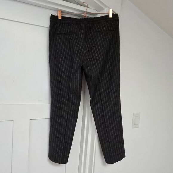 Sandro Wool Pinstripe Straight Leg Pants in Anthracite - Picture 6 of 11